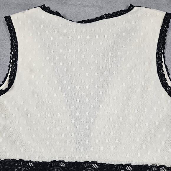 New York & Company Babydoll Tank Womens XS Ivory Black Lace Coquette Y2K Preppy - Picture 7 of 11